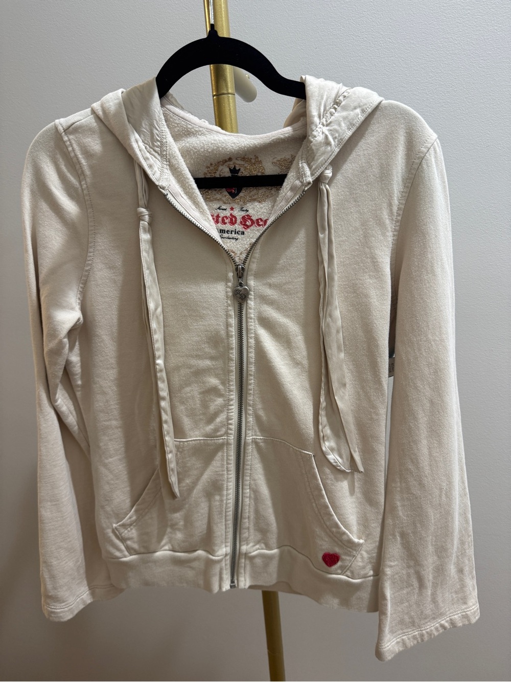 TWISTED HEART Cream Zip Hoodie with wide leg pants (set)
